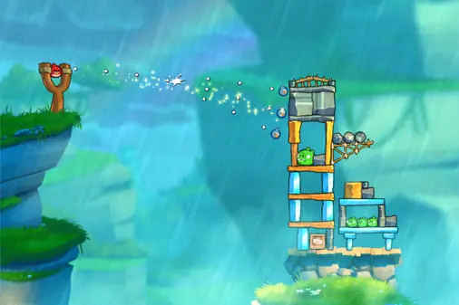 トリを飛ばして建物を壊す砲台ゲーム【アングリーバード2】の画像