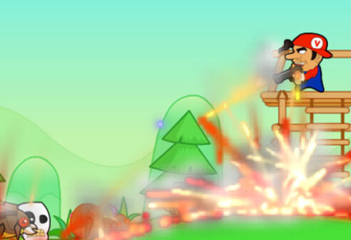 マリオ風のオヤジの防衛シューティング【Gunner Vario】の画像