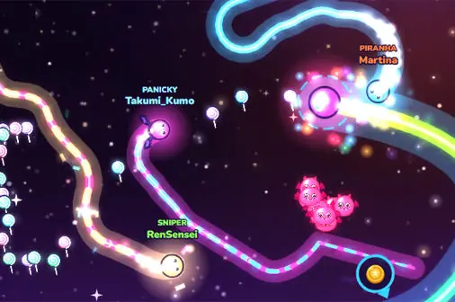 浮遊物を囲って巨大化する対戦ヘビゲーム【ルーピックス (Loopix)】の画像