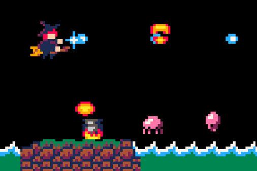 魔女の横スクロールシューティング【Witch Loves Bullets】の画像